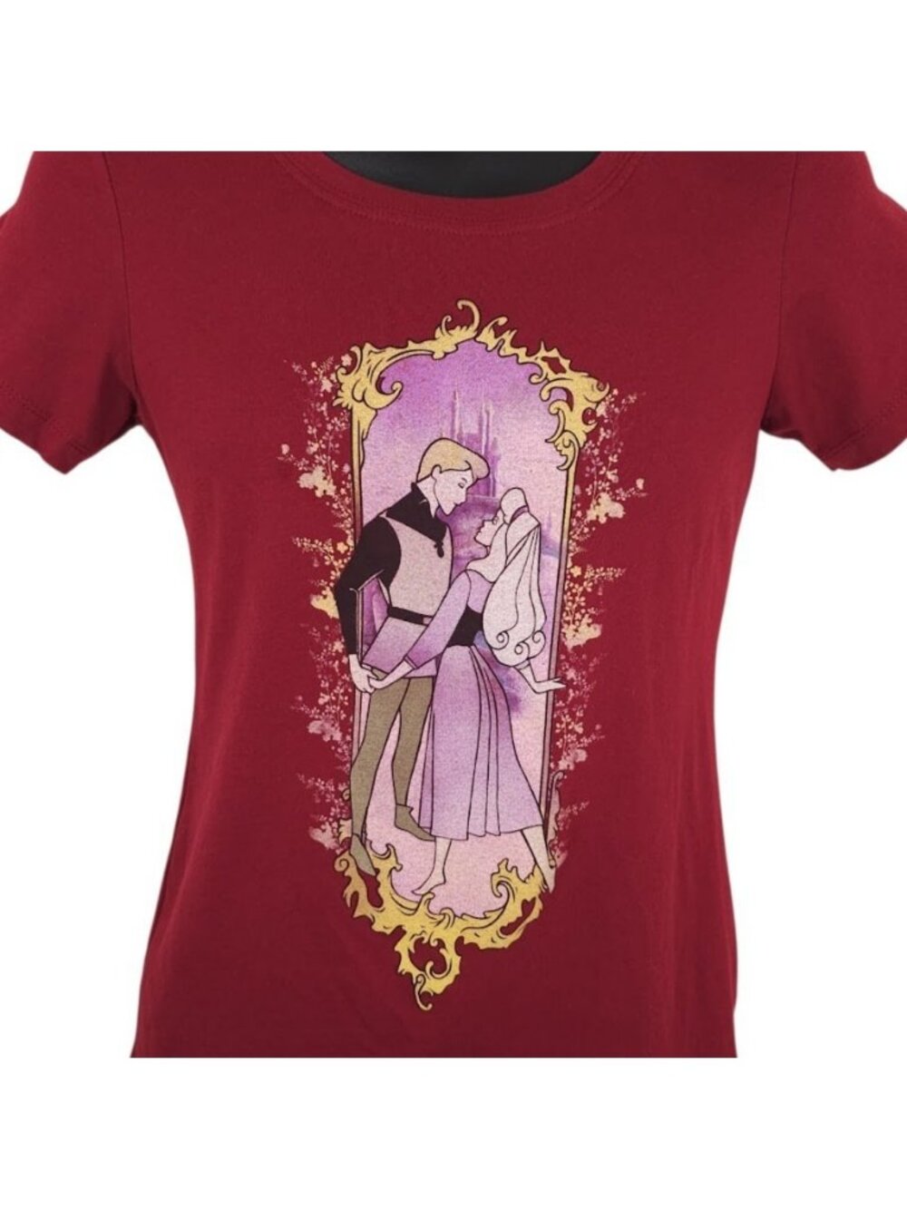 Sleeping Beauty T Shirt Womens Size XS Red Disney Aurora Phillip